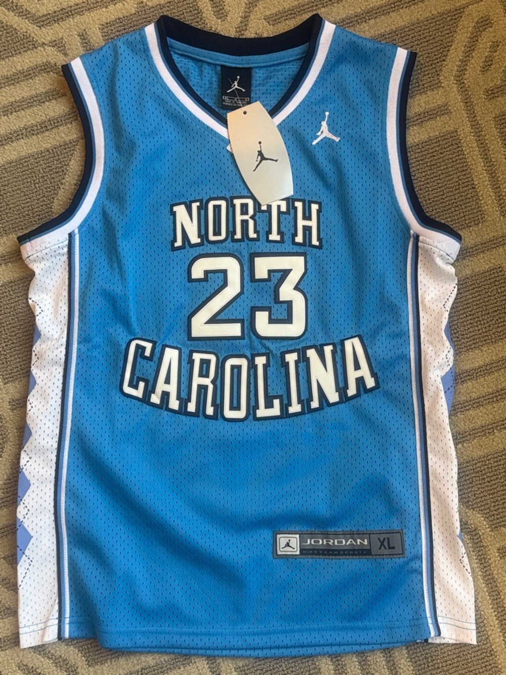 Jordan Carolina #23 - UNC Basketball Jersey - Light Blue & White - XL